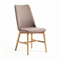 Fabric dining chair in light brown with wooden legs 45 x 50 x 90cm