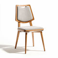 Wooden dining chair with upholstered seat and back in neutral color 45 x 45 x 85cm