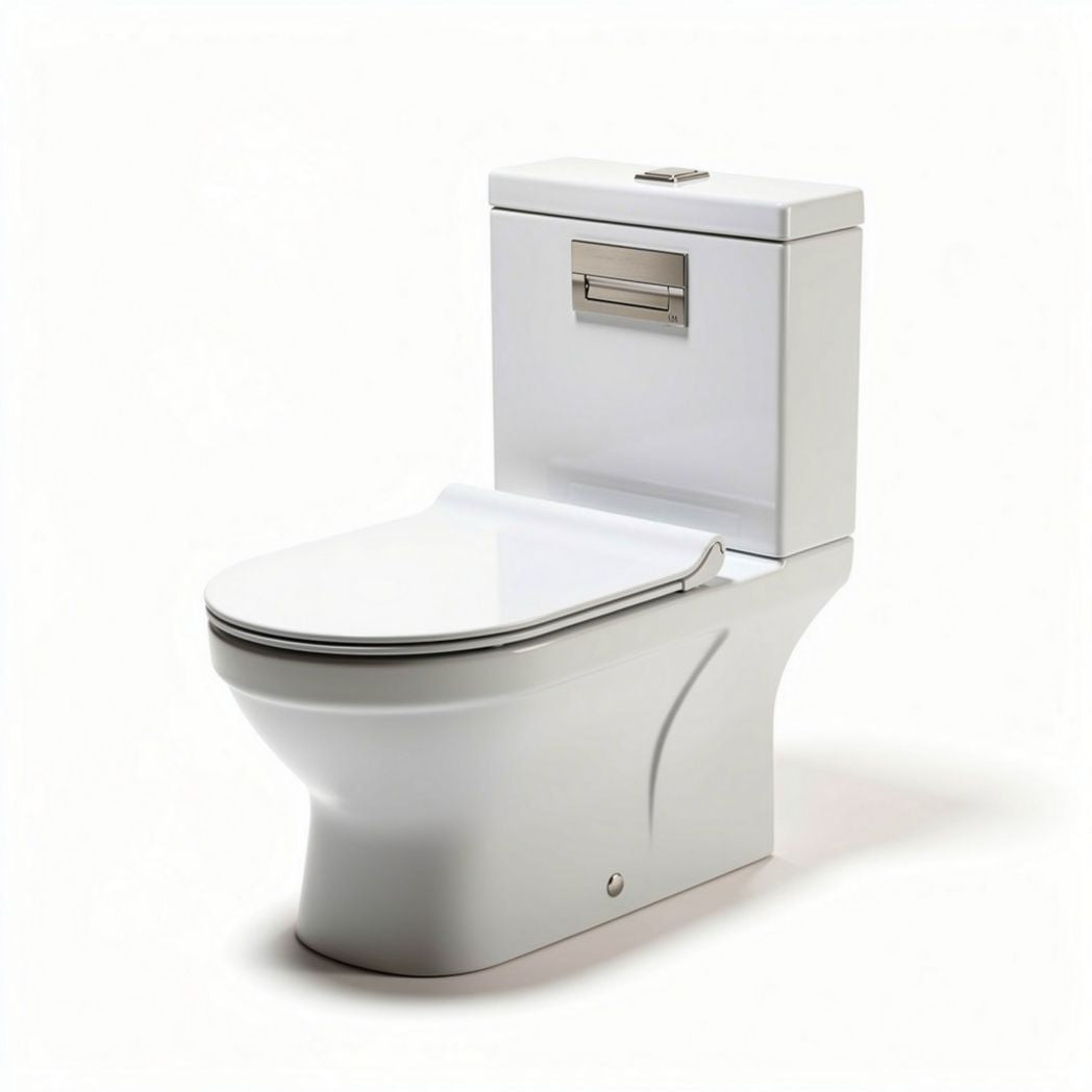 One piece modern toilet with dual flush system and elongated seat in white 70 x 36 x 80cm