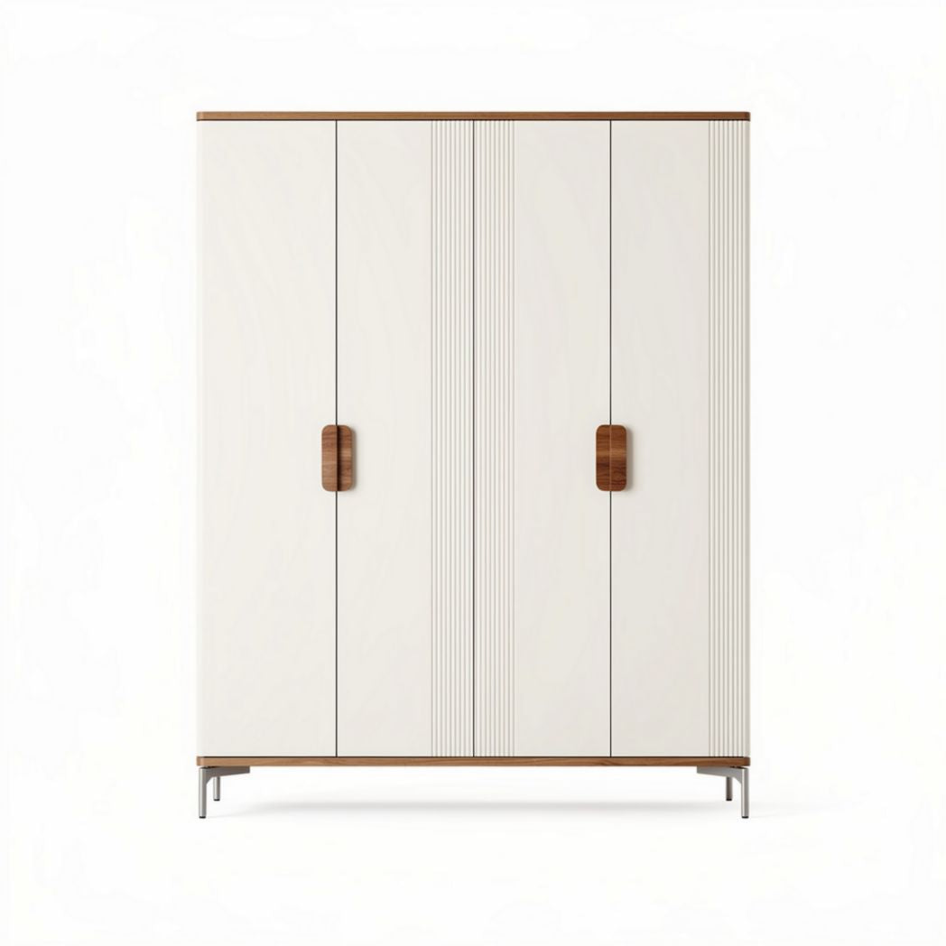 Modern wooden wardrobe with three doors and metallic legs 100 x 60 x 200cm