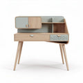 Wooden desk with storage compartments in light color and modern design 120 x 60 x 75cm