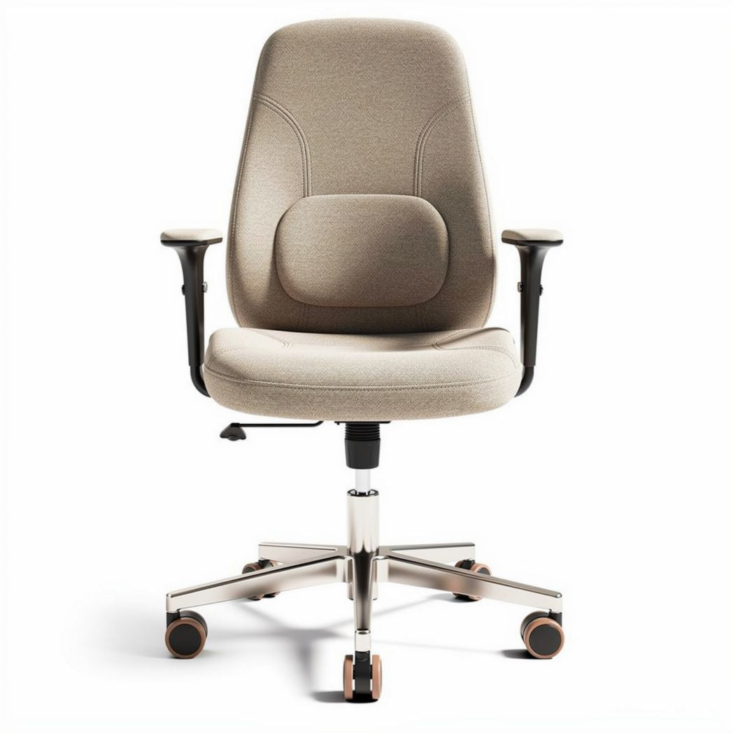 Office chair with adjustable height beige fabric upholstery and five-star base