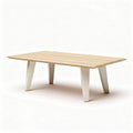 Wooden coffee table with a natural finish and white metal legs 120 x 80 x 45cm
