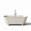 Freestanding stone resin bathtub with chrome faucet 70 x 30 x 24 inch beige