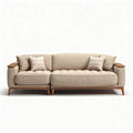 Fabric sectional sofa with wooden accents and two decorative pillows 200 x 90 x 80cm