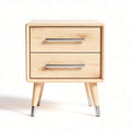 Wooden nightstand with two drawers and stainless steel legs 45 x 40 x 50cm